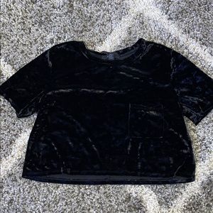 Black velvet shirt sleeve top